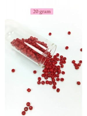 Dökme Cam Kum Boncuk Büyük Boy (6/0) 4 mm - 20 Gram - Koyu Kırmızı - BNC074