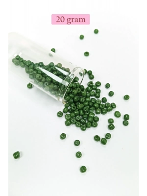 Dökme Cam Kum Boncuk Büyük Boy (6/0) 4 mm - 20 Gram - Koyu Yeşil - BNC076
