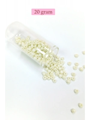 Dökme Cam Kum Boncuk Büyük Boy (6/0) 4 mm - 20 Gram - Krem - BNC071
