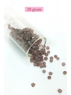 Dökme Cam Kum Boncuk Büyük Boy (6/0) 4 mm - 20 Gram - Şeffaf Gri - BNC105