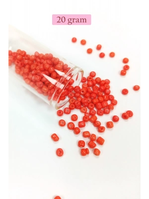 Dökme Cam Kum Boncuk Büyük Boy (6/0) 4 mm - 20 Gram - Turuncu - BNC101