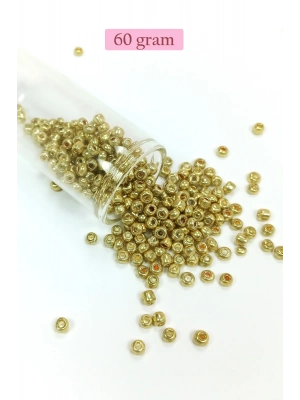 Dökme Cam Kum Boncuk Büyük Boy (6/0) 4 mm - 60 Gram - Altın - BNC129