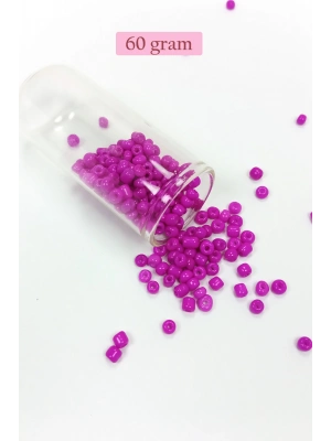 Dökme Cam Kum Boncuk Büyük Boy (6/0) 4 mm - 60 Gram - Fuşya - BNC135
