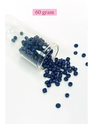 Dökme Cam Kum Boncuk Büyük Boy (6/0) 4 mm - 60 Gram - Koyu Mavi - BNC114