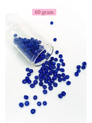 Dökme Cam Kum Boncuk Büyük Boy (6/0) 4 mm - 60 Gram - Koyu Mavi - BNC139
