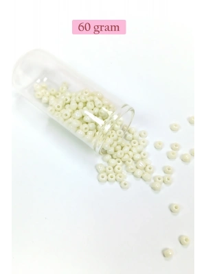 Dökme Cam Kum Boncuk Büyük Boy (6/0) 4 mm - 60 Gram - Krem - BNC107