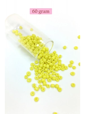 Dökme Cam Kum Boncuk Büyük Boy (6/0) 4 mm - 60 Gram - Sarı - BNC126