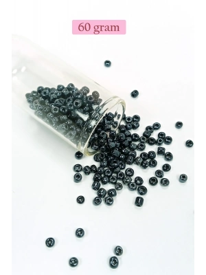 Dökme Cam Kum Boncuk Büyük Boy (6/0) 4 mm - 60 Gram - Siyah - BNC120