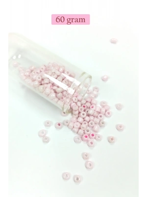 Dökme Cam Kum Boncuk Büyük Boy (6/0) 4 mm - 60 Gram - Toz Pembe - BNC113