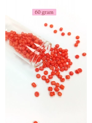 Dökme Cam Kum Boncuk Büyük Boy (6/0) 4 mm - 60 Gram - Turuncu - BNC137