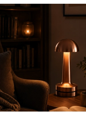 Dokunmatik Mantar Gece Lambası Bronz LED Masa Aydınlatması