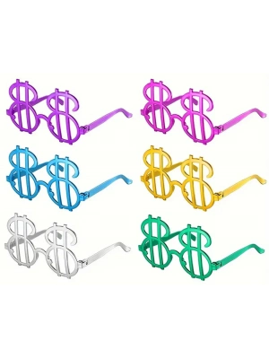 Dolar Şekilli Metalize Parti Gözlüğü 6 Adet