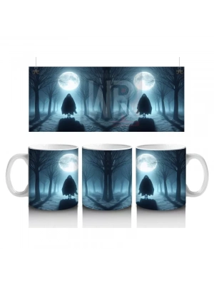 Dolunay Önünde Cadı Silüeti Figürlü Gotik Cadılar Bayramı Baskılı Kupa Bardak