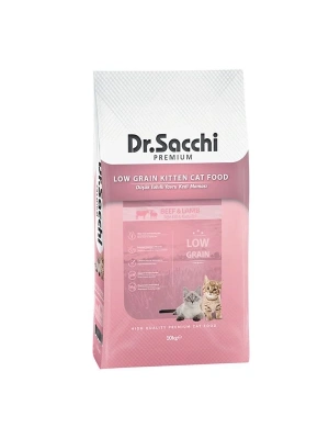 Dr.Sacchi Premium Düşük Tahıllı Sığır ve Kuzu Etli Yavru Kedi Maması 10 Kg