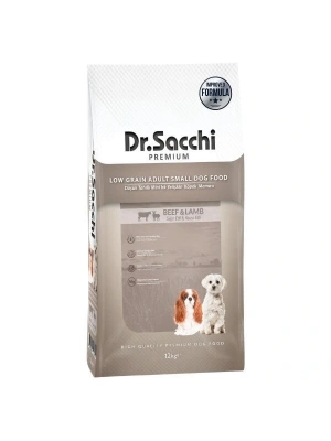 Dr.Sacchi Premium Sığır ve Kuzu Etli Düşük Tahıllı Mini Irk Yetişkin Köpek Maması 12 Kg