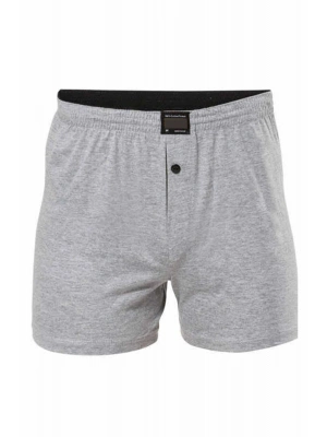 Düğmeli Pamuklu Erkek Penye Boxer Büyük Beden Gri - 1278A