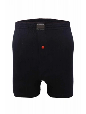 Düğmeli Pamuklu Erkek Penye Boxer Lacivert - 1146A