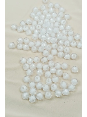 Dünya Boncuk İçten Boncuklu Bileklik Çanta Boncuğu 10 mm 50 gr Beyaz - BNC463