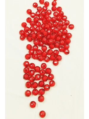 Dünya Boncuk İçten Boncuklu Bileklik Çanta Boncuğu 10 mm 50 gr Kırmızı - BNC466