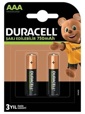 Duracell Şarj Edilebilir Pil 2Li AAA 750 mAh