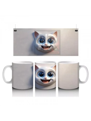 Duvar Arasından Bakan Sevimli Kedi Kafası - Baskılı kahve kupası