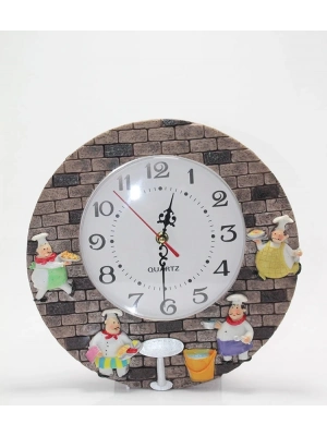 Duvara Asmalı Aşcı Tasarımlı Polyester Saat Alk1539