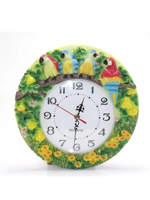 Duvara Asmalı Papağanlı Polyester Saat Alk1537