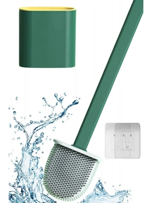 ®  Duvara Monte Edilebilir Kapaklı Askılı Klozet Yumuşak Silikon Başlıklı Tuvalet Fırçası Seti