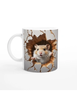 Duvarı Delen Sevimli Hamster Baskılı Kupa Bardak