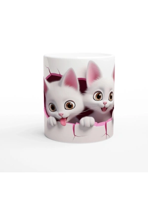 Duvarı Delen Sevimli Yavru Kediler Temalı Baskılı Kupa Bardak