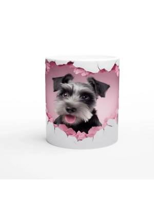 Duvarı Delip Bakan Sevimli Terrier Temalı Baskılı Kupa Bardak