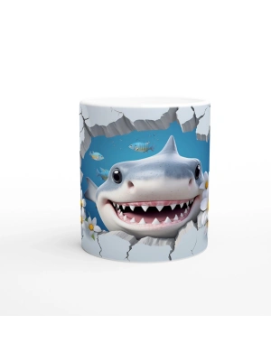 Duvarı Delip Gelen Neşeli Köpekbalığı Su Altı Temalı Kupa Bardak