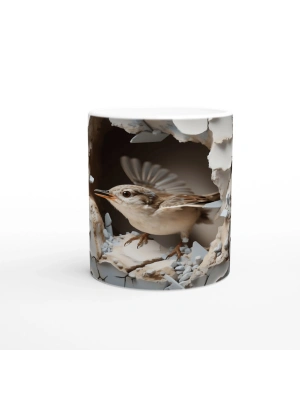 Duvarı Delip Özgürlüğe Kanat Açan Kuş Temalı Baskılı Kupa Bardak