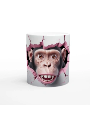 Duvarı Yırtan Şaşkın Maymun Temalı Baskılı Kupa Bardak