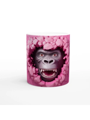 Duvarı Yırtarak Bakan Goril Temalı Baskılı Kupa Bardak