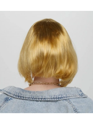 Düz Kesim Küt Parti Peruğu Altın Renk