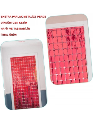 Kırmızı Disko Dikdörtgen Kesim Kapı Perdesi