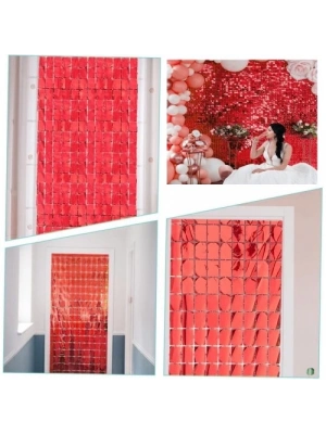 Ekstra Metalize Kırmızı Disko Kapı Perdesi