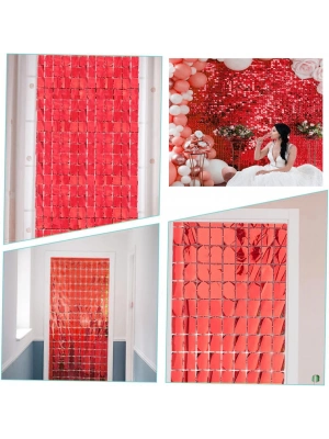 Ekstra Metalize Kırmızı Renk Disko Dikdörtgen Kesim Kapı Perdesi Dekorasyon 1x2 Metre