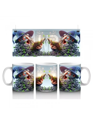 El Ele Tutuşmuş Cadı Kız Figürleriyle Gün Batımı Temalı Cadılar Bayramı Baskılı Kupa