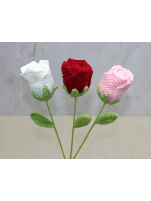 El Örgüsü Tekli Gül Gonca