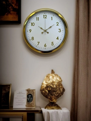 ® Elegant Gold Frame 40 Cm Metal Duvar Saati