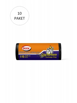 Endüstriyel Battal Boy Çöp Torbası 72 x 95 cm 10 Lu Rulo x 20 Paket = 200 Adet (Siyah)