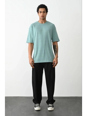 Erkek Tişört Düz Basic Penye Yazlık Bisiklet Yaka Kısa Kol T-Shirt - Mint Yeşili