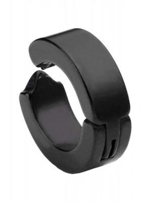 Erkek Küpesi - 1 Adet Siyah Çelik Kıstırmalı Küpe Paslanmaz Atmaz Çelik Siyah Küpe