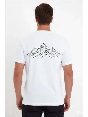 Erkek Nihilist Penguen Özel Tasarım Oversize Bisiklet Yaka Tişört - Beyaz