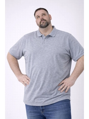 Erkek Pike Kumaş Düğmeli Yaka Battal Büyük Beden Günlük Kısa kol Tişört T-shirt - Gri