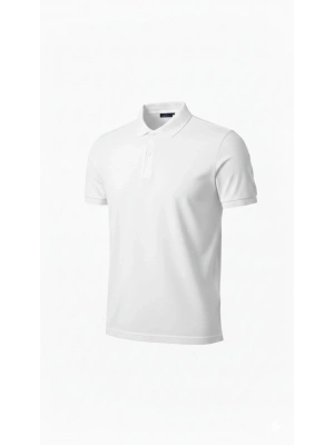 Erkek Pike Kumaş Düğmeli Yaka Regular Fit Günlük Kısa kol Tişört T-shirt - Beyaz