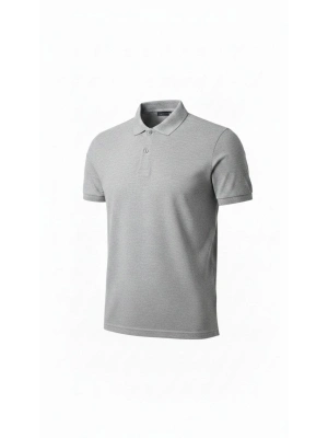 Erkek Pike Kumaş Düğmeli Yaka Regular Fit Günlük Kısa kol Tişört T-shirt - Gri