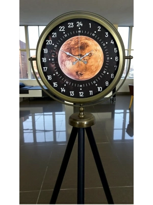 ® Eskitme 24 Saat Göstergeli Özel Tasarım Tripod Ayaklı Saat